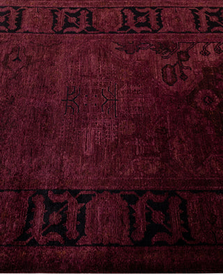 Contemporary Overdyed Wool Hand Knotted Purple Runner 3' 1" x 10' 1"