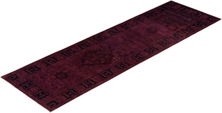 Contemporary Overdyed Wool Hand Knotted Purple Runner 3' 1" x 10' 1"