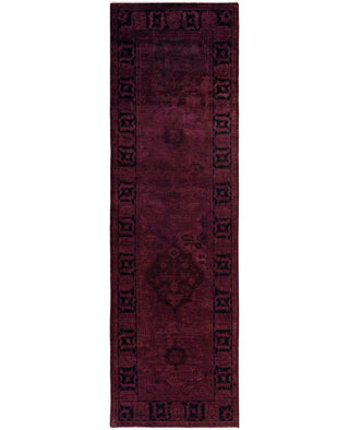 Contemporary Overdyed Wool Hand Knotted Purple Runner 3' 1" x 10' 1"