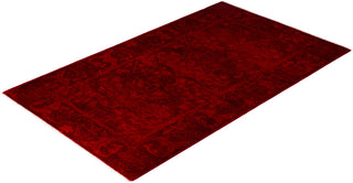 Contemporary Overdyed Wool Hand Knotted Red Area Rug 3' 1" x 5' 0"