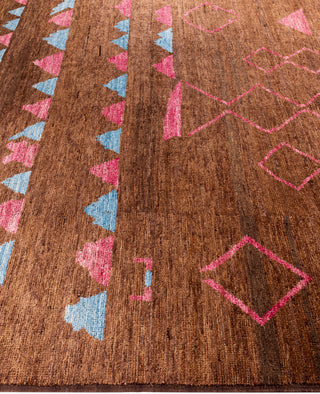 Overdyed Hand-Knotted Wool Modern-Contemporary Brown Area Rug 9' 1" x 11' 10"