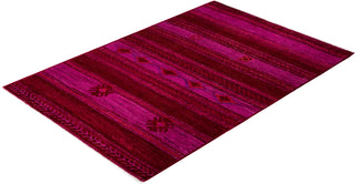Contemporary Overdyed Wool Hand Knotted Purple Area Rug 4' 1" x 6' 1"