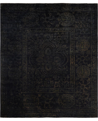 Overdyed One-of-a-Kind Wool Black Area Rug 8' 7" x 10' 1"