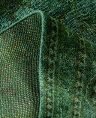 Contemporary Overdyed Wool Hand Knotted Green Area Rug 8' 1" x 10' 4"