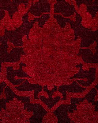 Contemporary Hand-Knotted Overdyed Red Area Rug 8' 4" x 10' 3"