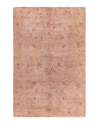 Contemporary Overyed Wool Hand Knotted Gold Area Rug 5' 3" x 7' 9"