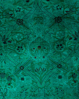 Contemporary Hand-Knotted Overdyed Green Area Rug 10' 1" x 13' 6"