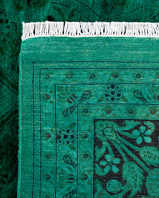 Contemporary Hand-Knotted Overdyed Green Area Rug 10' 1" x 13' 6"