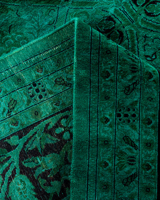 Contemporary Hand-Knotted Overdyed Green Area Rug 10' 1" x 13' 6"