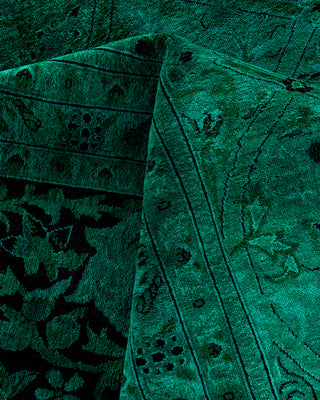 Contemporary Hand-Knotted Overdyed Green Area Rug 10' 1" x 13' 6"