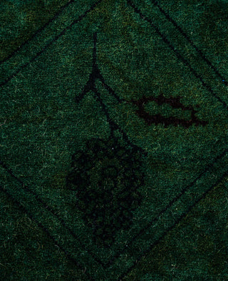 Contemporary Overdyed Wool Hand Knotted Green Runner 2' 9" x 4' 1"