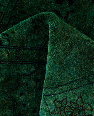 Contemporary Overdyed Wool Hand Knotted Green Runner 2' 9" x 4' 1"