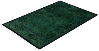 Contemporary Overdyed Wool Hand Knotted Green Runner 2' 9" x 4' 1"