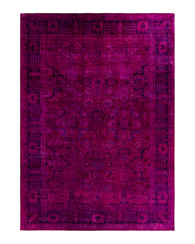 Contemporary Hand-Knotted Overdyed Purple Area Rug 10' 0