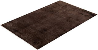 Contemporary Fine Vibrance Brown Wool Area Rug - 4' 1" x 6' 3"