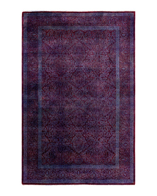 Contemporary Overyed Wool Hand Knotted Red Area Rug 4' 3" x 6' 5"