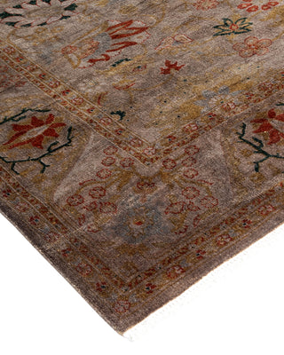 Modern Overdyed Hand Knotted Wool Brown Area Rug 4' 4" x 6' 4"