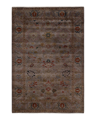 Contemporary Fine Vibrance Brown Wool Area Rug 4' 4" x 6' 4"