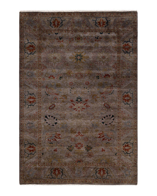 Contemporary Fine Vibrance Brown Wool Area Rug 4' 4" x 6' 4"