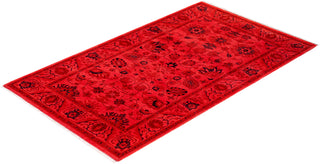 Contemporary Hand-Knotted Overdyed Pink Area Rug 3' 4" x 5' 6"