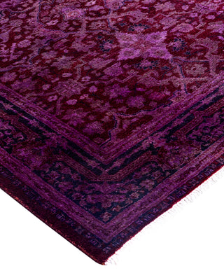 Contemporary Overyed Wool Hand Knotted Purple Runner 3' 1" x 9' 10"