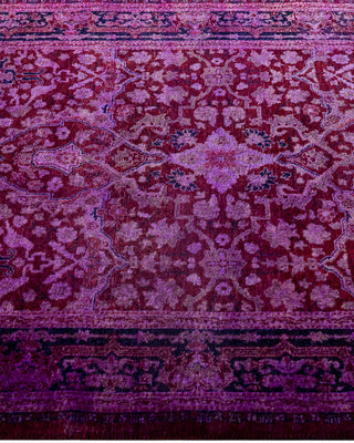 Contemporary Overyed Wool Hand Knotted Purple Runner 3' 1" x 9' 10"
