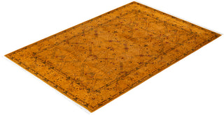 Modern Overdyed Hand Knotted Wool Gold Area Rug 4' 2" x 6' 3"