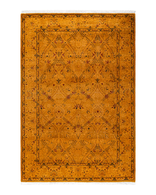 Contemporary Fine Vibrance Yellow Wool Area Rug 4' 2" x 6' 3"