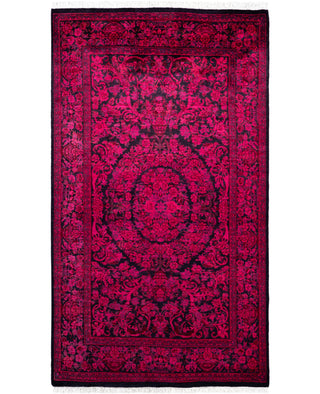 Contemporary Overdyed Wool Hand Knotted Pink Area Rug 3' 1" x 5' 4"