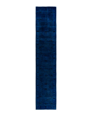 Fine Vibrance, One-of-a-Kind Hand-Knotted Runner Rug  - Navy, 3' 1" x 15' 1"