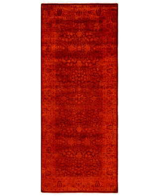 Contemporary Overdyed Wool Hand Knotted Orange Runner 3' 0" x 7' 6"