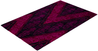 Overdyed Hand-Knotted Wool Modern-Contemporary Purple Area Rug 4' 0" x 6' 4"
