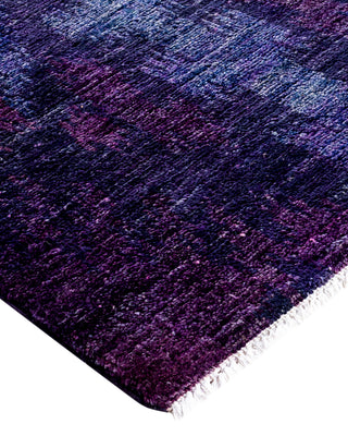 Contemporary Overyed Wool Hand Knotted Purple Runner 2' 7" x 6' 0"