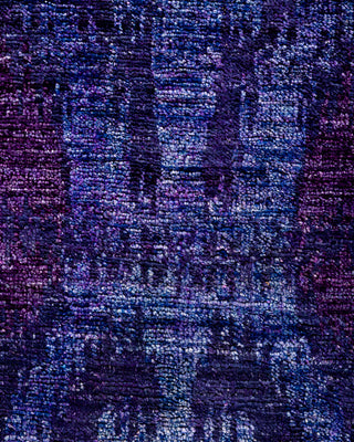 Contemporary Overyed Wool Hand Knotted Purple Runner 2' 7" x 6' 0"