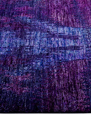 Contemporary Overyed Wool Hand Knotted Purple Runner 2' 7" x 6' 0"