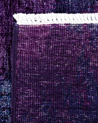 Contemporary Overyed Wool Hand Knotted Purple Runner 2' 7" x 6' 0"