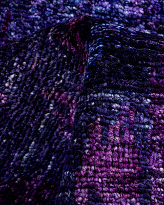 Contemporary Overyed Wool Hand Knotted Purple Runner 2' 7" x 6' 0"