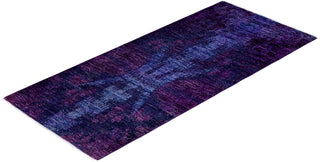 Contemporary Hand-Knotted Overdyed Purple Runner 2' 7" x 6' 0"