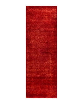 Contemporary Overyed Wool Hand Knotted Orange Runner 2' 7" x 7' 10"