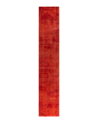 Contemporary Overyed Wool Hand Knotted Orange Runner 2' 6" x 13' 6"