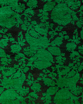 Contemporary Hand-Knotted Overdyed Green Runner 2' 8" x 7' 9"