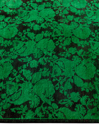Contemporary Hand-Knotted Overdyed Green Runner 2' 8" x 7' 9"