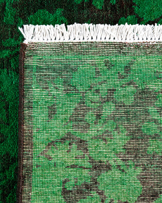 Contemporary Hand-Knotted Overdyed Green Runner 2' 8" x 7' 9"