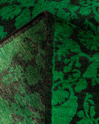 Contemporary Hand-Knotted Overdyed Green Runner 2' 8" x 7' 9"
