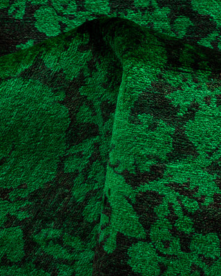 Contemporary Hand-Knotted Overdyed Green Runner 2' 8" x 7' 9"
