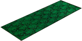 Contemporary Hand-Knotted Overdyed Green Runner 2' 8" x 7' 9"