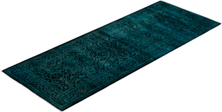 Contemporary Overyed Wool Hand Knotted Black Runner 2' 6" x 6' 7"