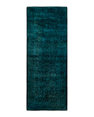 Contemporary Overyed Wool Hand Knotted Black Runner 2' 6" x 6' 7"