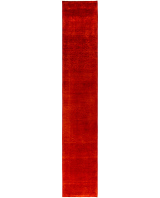 Contemporary Overdyed Wool Hand Knotted Orange Runner 2' 6" x 13' 8"