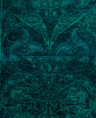 Overdyed Hand-Knotted Wool Modern-Contemporary Green Runner 2' 6" x 12' 7"